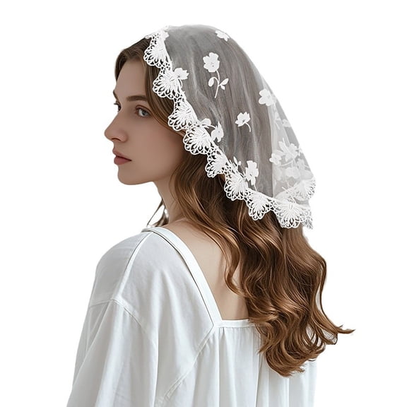 Stylish Black Lace Veil For Women Floral Pattern Headwear Suitable For Religious Event And Daily Fashion Accessory