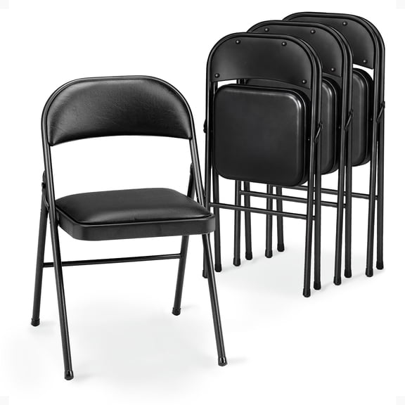 Sudden Comfort Folding & Stacking Chairs, Black/Gray (Set of 4)
