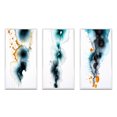 thumbnail image 2 of Designart "Heartbeat Rhapsody Turquoise and Gold Ink Cloud I" Abstract Painting Framed Wall Art Set Of 3 - Turquoise Modern Frame Gallery Wall Set For Home Decor, 2 of 6