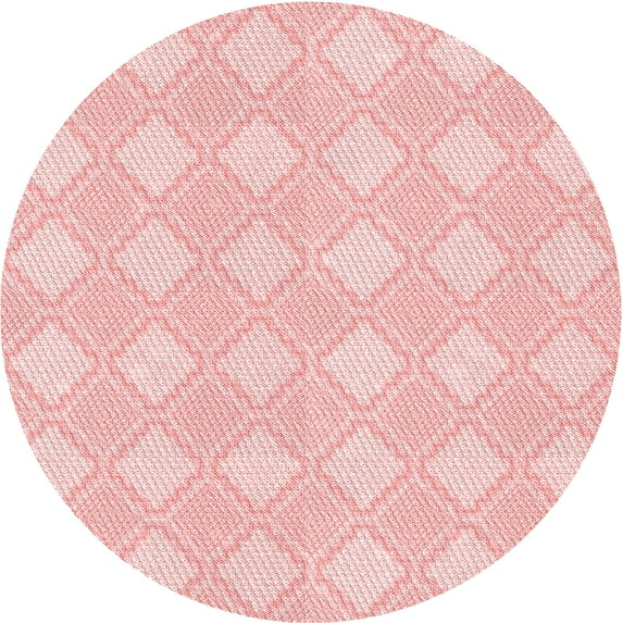 Ahgly Company Machine Washable Indoor Round Transitional Pastel Red Pink Area Rugs, 5' Round