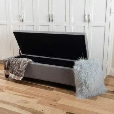 Noble House Grayson Fabric Storage Ottoman,Grey