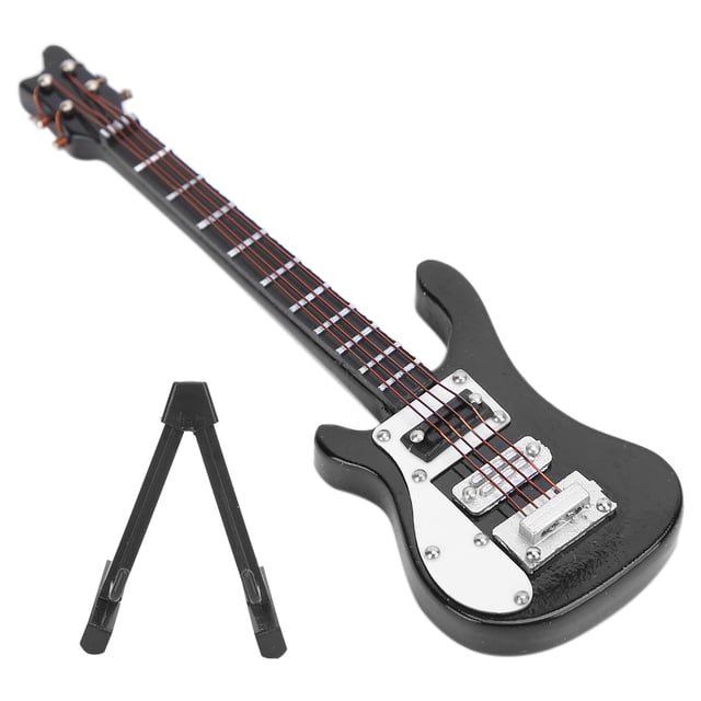 Guitare Miniature, Modèle de Mini Guitare Conçu selon la Proportion Originale Livré avec Support et Boîte-Cadeau de l'Emballage pour Bureau pour Maison Noir