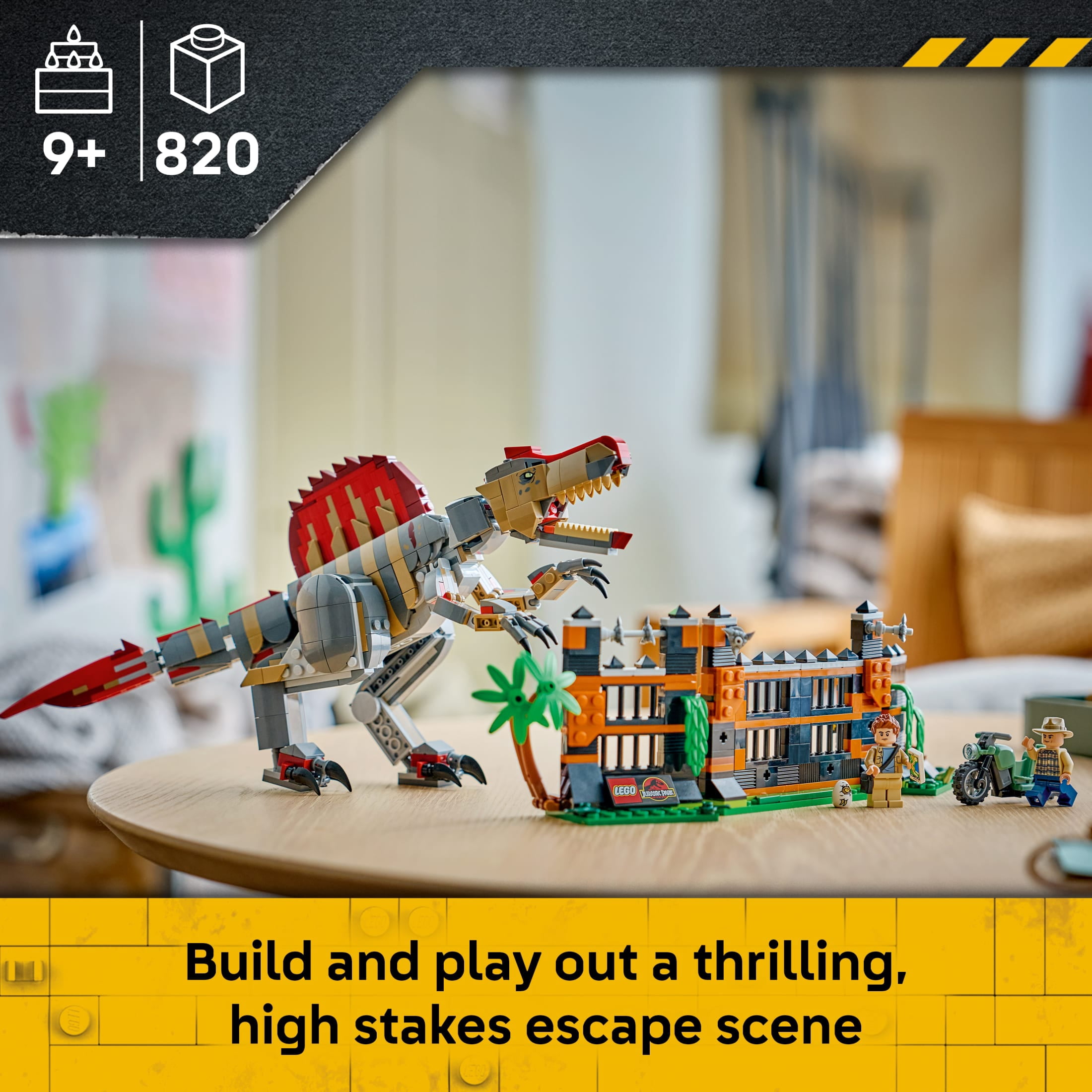 LEGO Jurassic World Spinosaurus Dinosaur Escape - Building Toy for Boys & Girls, Ages 9+ - Posable Dinosaur Toy for Kids with 2 Minifigures - Gift for Birthdays - 77982