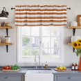 thumbnail image 4 of 2 Panels Burnt Orange Grey Stripe Valance for Windows, Farmhouse Modern Art Striped Light Filtering Kitchen Curtains, Rod Pocket Window Treatment Curtain Valances for Living Room Bedroom, 54"x18", 4 of 9