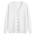 thumbnail image 4 of Glisme Cardigan Sweaters For Women Knitted Base Shirt V Neck Long Sleeve Spring Fall Outer Sweater Casual Trendy Tops Winter Clothes White, 4 of 4