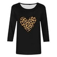 thumbnail image 2 of Women's 3/4 Sleeve T-Shirts Hearts Printed Crew Neck Plus Size Valentines Tops Cute Festive Casual Tee Tshirts (L, Black 05), 2 of 5