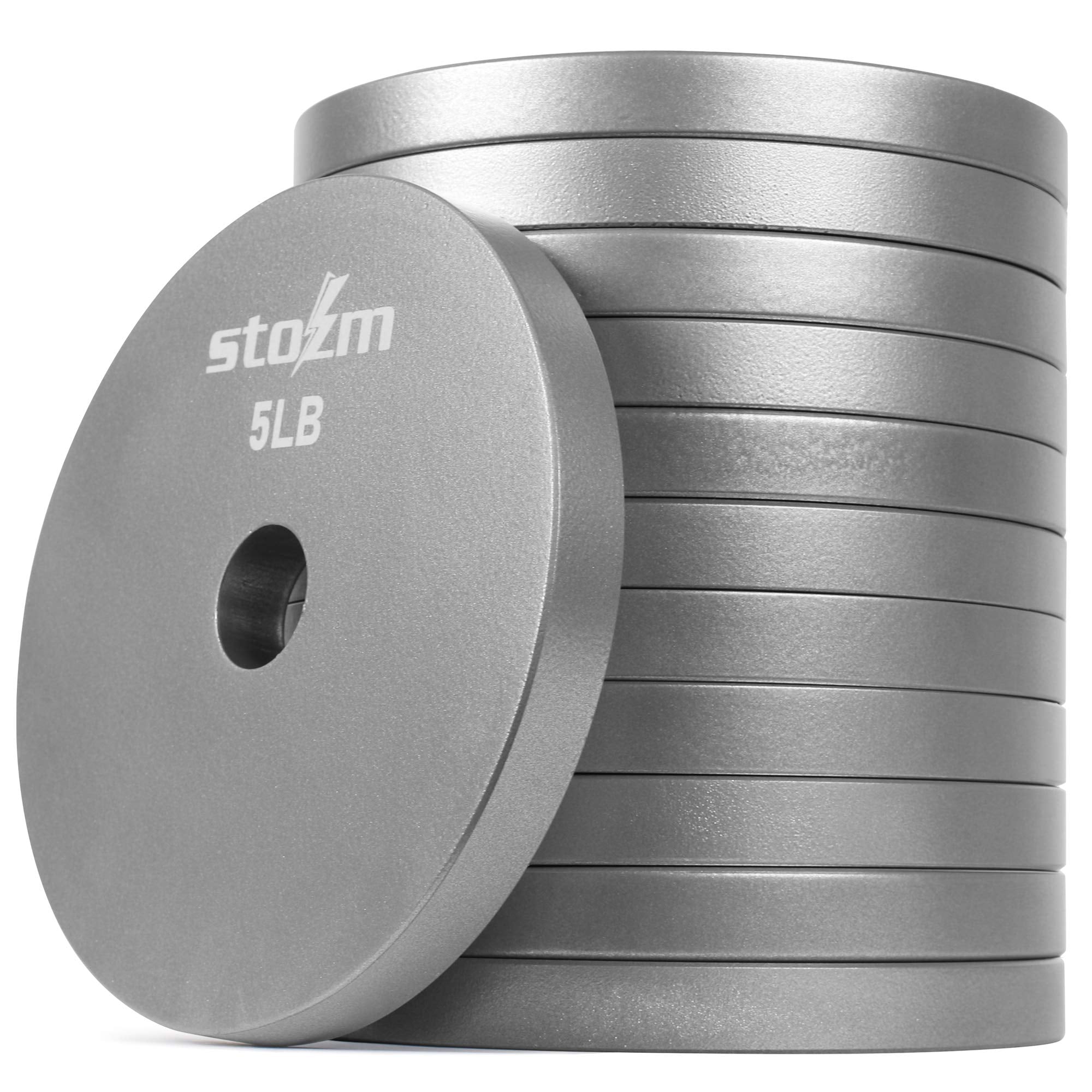 STOZM Solid Steel Weight Training Plates 1 Inch 12 X 5 Lbs Set
