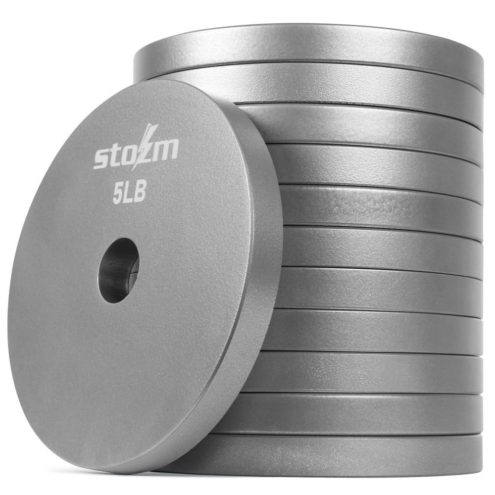 STOZM Solid Steel Weight Training Plates 1 Inch, 12 x 5 lbs. Set