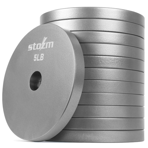 STOZM Solid Steel Weight Training Plates 1 Inch, 12 x 5 lbs. Set