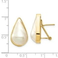 thumbnail image 3 of 14K Yellow Gold 12X20 White Pear Freshwater Cultured Mabe Pearl Omega Back Earrings, 3 of 7