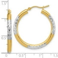 thumbnail image 2 of 14k With Rhodium Sparkle-Cut 3mm Hoop Earrings 30x30mm Wide 3mm Thick Hoop Earring for Women, 2 of 2