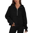 thumbnail image 5 of Women's half-zip hooded sweatshirt, loose fit, fashionable fleece sweatshirt, 5 of 5