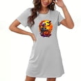 thumbnail image 1 of Pyjama d'Halloween pour Femmes, Chemise de Nuit Courte Grande Taille avec Imprimé Poitrine et Col Rond, Tissu Doux pour un Sommeil Confortable et Vêtements de Détente Décontractés, 1 of 3
