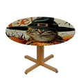 thumbnail image 3 of Bciig Pumpkins Cat Witch Hat Round Tablecloth Stain-Resistant 100% Polyester Fiber Kitchen Parties Holiday Dinner Halloween Tablecloths 31"-35, 3 of 8