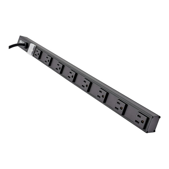 Tripp Lite 8 Outlet Power Strip 5-15R 15' Cord Vertical 5-15P 24" Black - Power distribution strip - 15 A - AC 120 V - 1800 Watt - input: NEMA 5-15P - output connectors: 8 (NEMA 5-15) - 15 ft cord - black aluminum