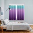 thumbnail image 4 of Teal Purple Ombre Kitchen Curtains 84 Inch Length, Modern Geometric Striped Abstract Art Grommet Top Bedroom Living Room Curtains, Light Filtering Cafe Curtain Drapes 2 Panels Set 104''x84'', 4 of 9