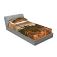 thumbnail image 2 of Ambesonne Landscape Fitted Sheet & Pillow Sham Set, Dramatic Shady Desert, Twin, Orange Green, 2 of 2