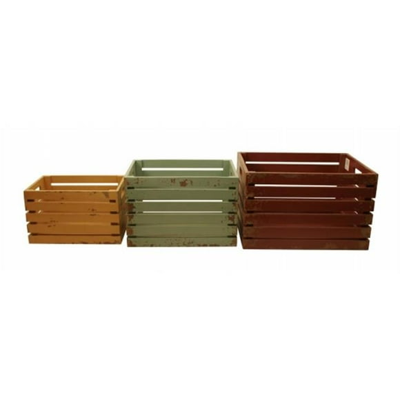Set Of 3 Distressed Wood Crates