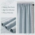 thumbnail image 3 of Boho Farmhouse Kitchen Valances for Windows Blue Country Valance Curtains for Living Room Bedroom Modern Rustic Cotton Linen Tassel Topper Window Curtain, 52"W x 18"L, 3 of 6