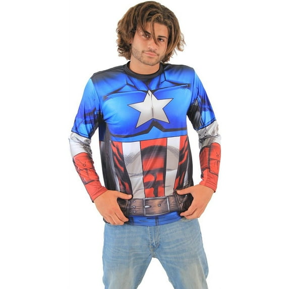 Captain America Sublimated Long Sleeve Costume T-Shirt