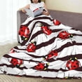 thumbnail image 6 of Sikiie Ladybugs on Black and White Striped1 Ultra-Soft Micro flannel Blanket Luxury All Seasons Warm Blanket for Bedding Sofa and Travel (4 sizes)-80"x60", 6 of 7