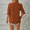 thumbnail image 5 of Blouses for Women Women's Summer Loose Elegant Solid Color V-Neck Mid Sleeve Top, 5 of 8
