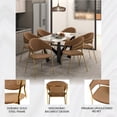 thumbnail image 3 of LeisureMod Dining Chair Upholstered Leather Armchair Velvet Accent Ergonomic Padded Seat and Back Durable Stainless Steel Base for Modern Home, Kitchen, Living Room Bella Series in Brown, 3 of 11