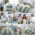 thumbnail image 6 of Blue Stripe Duvet Cover Set, Yellow Colorful Striped Modern Abstract Soft Duvet Cover Full Size Bedding Set 4 Pieces, 1 Quiltcover and 2 Pillowcases with Zipper, 1 Bed Sheet for All Seasons, 6 of 9