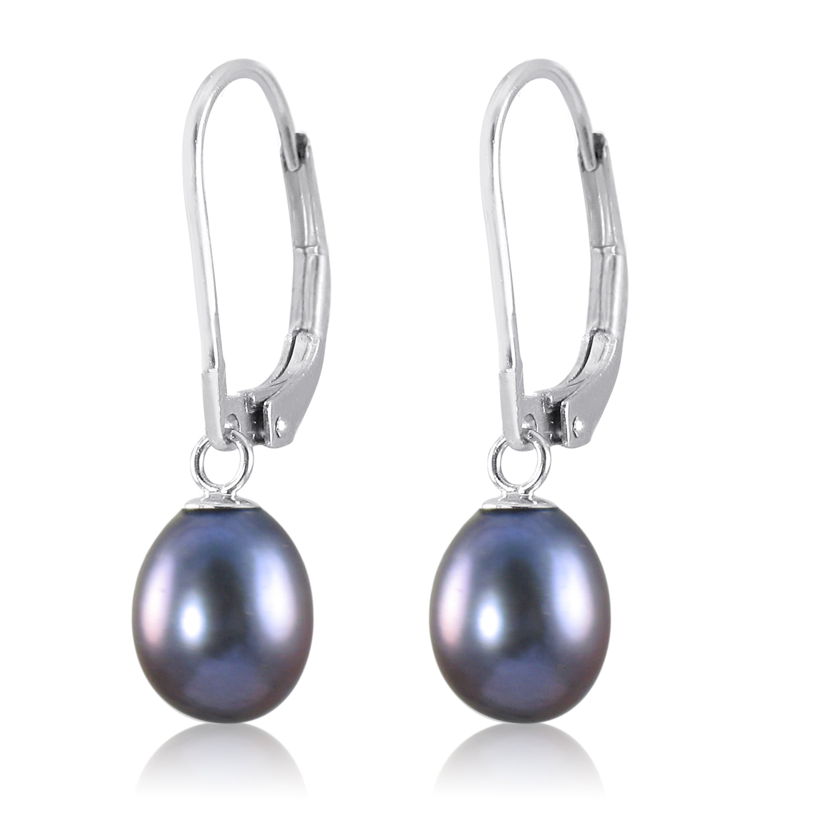 KEZEF Sterling Silver Leverback Pearl Earrings for Women, Handpicked 7 ...
