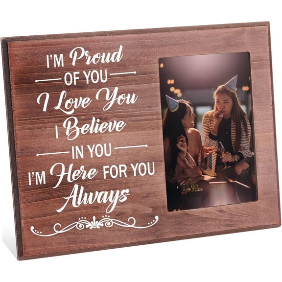 I'm Proud of You I Love You Picture Frame 4x6Inch Best Friend Photo Frame Hanging/Tabletop Wooden Motivational Gift Frame Going Away Gift for Family Best Friend Graduation Birthday