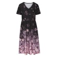 thumbnail image 3 of Gaecuw Womens Maxi Dress V Neck Short Sleeve Calf Length Plus Size Dresses Swing Beach Dresses Trendy Dresses Going Out Dresses Casual Summer Dresses Floral Day Dresses Pockets Vacation Dresses, 3 of 6