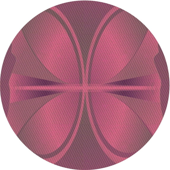 Ahgly Company Indoor Round Patterned Pink Violet Pink Area Rugs, 3' Round