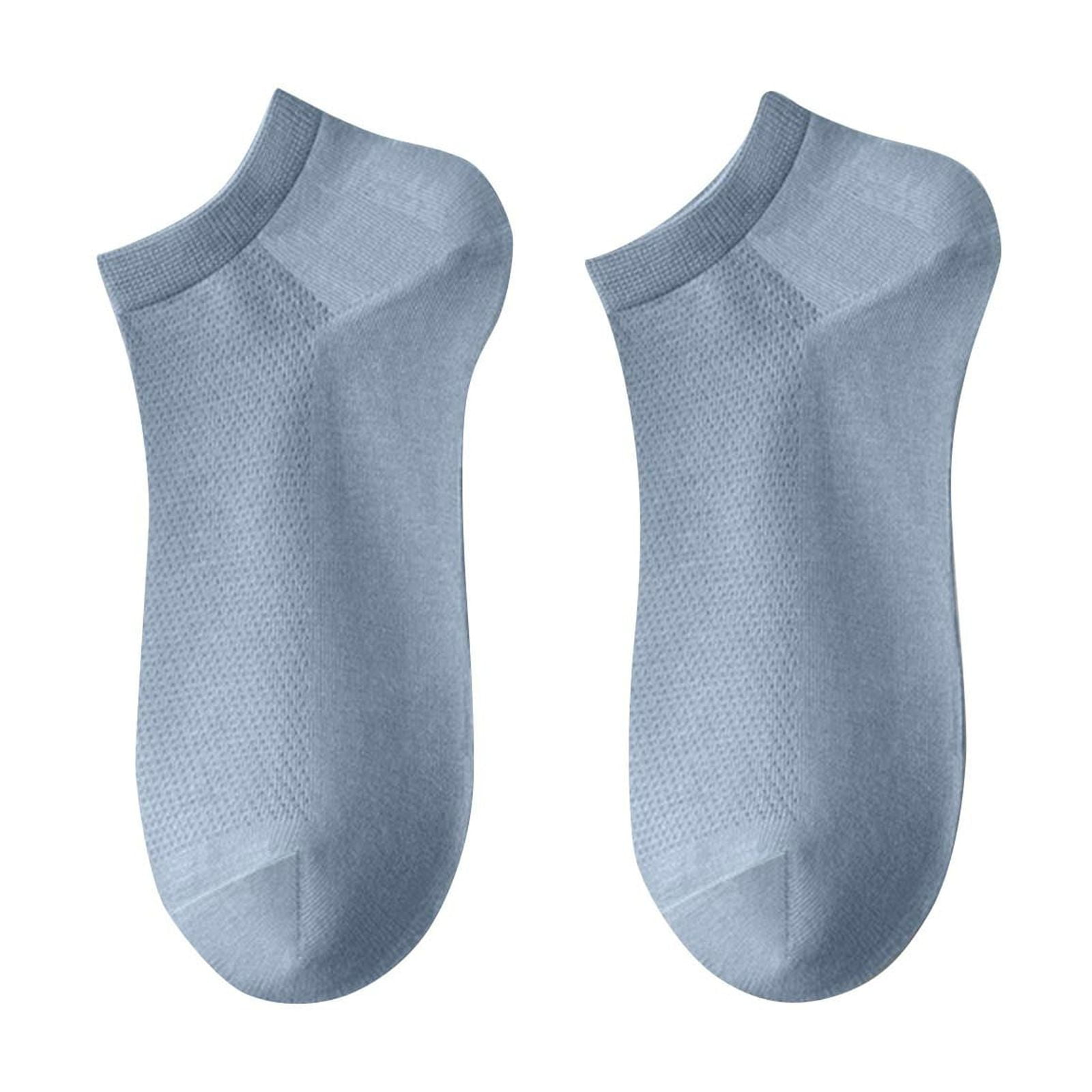 Dolkfu Thin Socks for Men Size 13-15 Low-Cut Blue Ankle Socks 5 Pairs Men's Wicking Athletic Socks