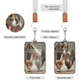 thumbnail image 2 of PU Leather Badge Holder ID Badge Holder with Lanyard for Cards & Credentials Chicken and Rooster, 2 of 6