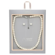 Believe by Brilliance Women's Simulated Pearl Set in Fine Silver Plated Brass