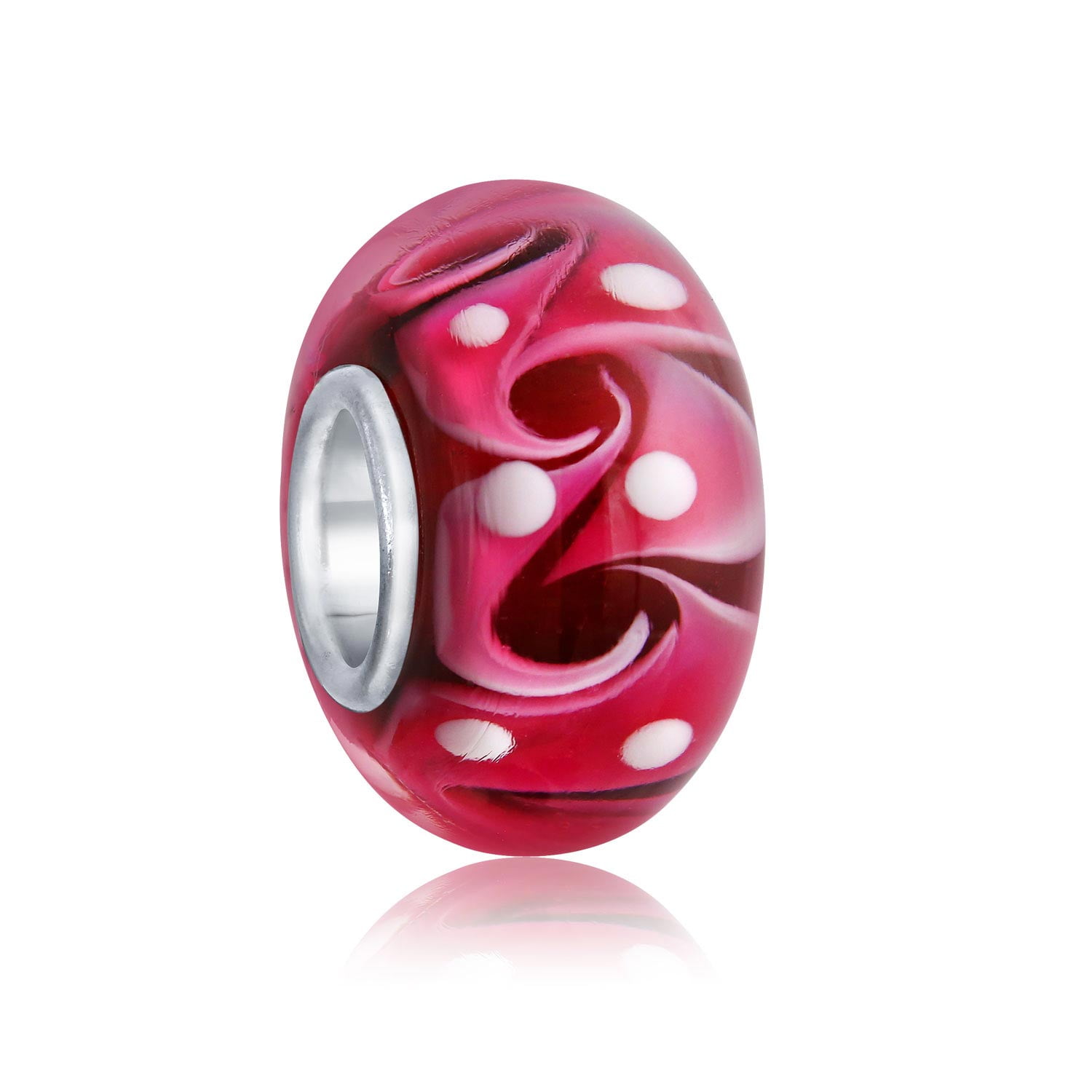 RED Bubbles LAMPWORK Murano Glass .925 Solid Sterling Silver European Bead Charm