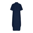 thumbnail image 4 of Robe en Lin à Col pour Femmes Manches Courtes Boutonnée Été 2026 Robes Décontractées Couleur Unie Col Rabattu Midi Robe d'Été Coupe Décontractée, 4 of 8
