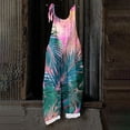 thumbnail image 4 of Iaqnaocc Hawaiian Jumpsuits for Women Summer Plus Size Boho Beach Vacation Womens Romper Sleeveless Tropical Jumpsuits Rompers Loose Fit Spaghetti Strap Overalls for Women Pink S, 4 of 6