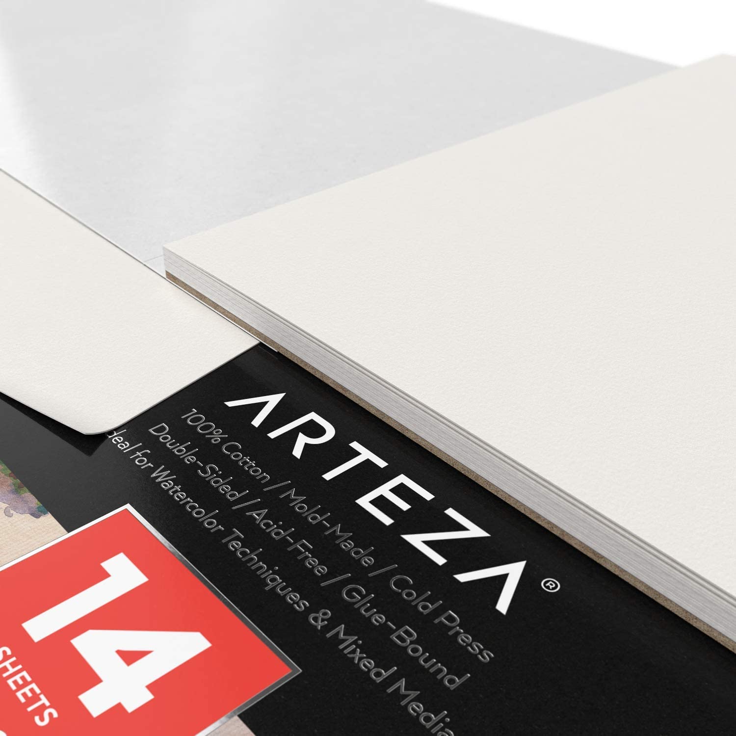 Arteza Watercolor Paper Pad, Cold-Pressed, 100% Cotton, 9"x12" - 14 Sheets