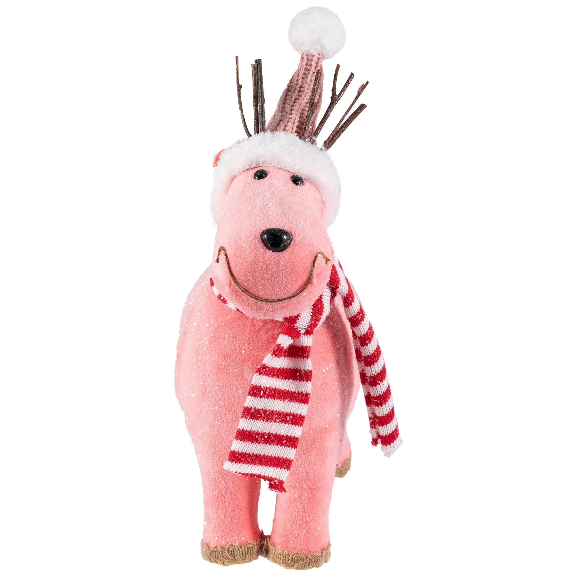 Northlight Glittered Reindeer in Winter Hat and Scarf Christmas Figure - 9"
