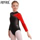 thumbnail image 2 of Traje de patinaje artístico para niñas y niñas, leotardo con diamantes de imitación brillantes, mono transparente de manga larga con cuello simulado y espalda recortada, 2 of 5