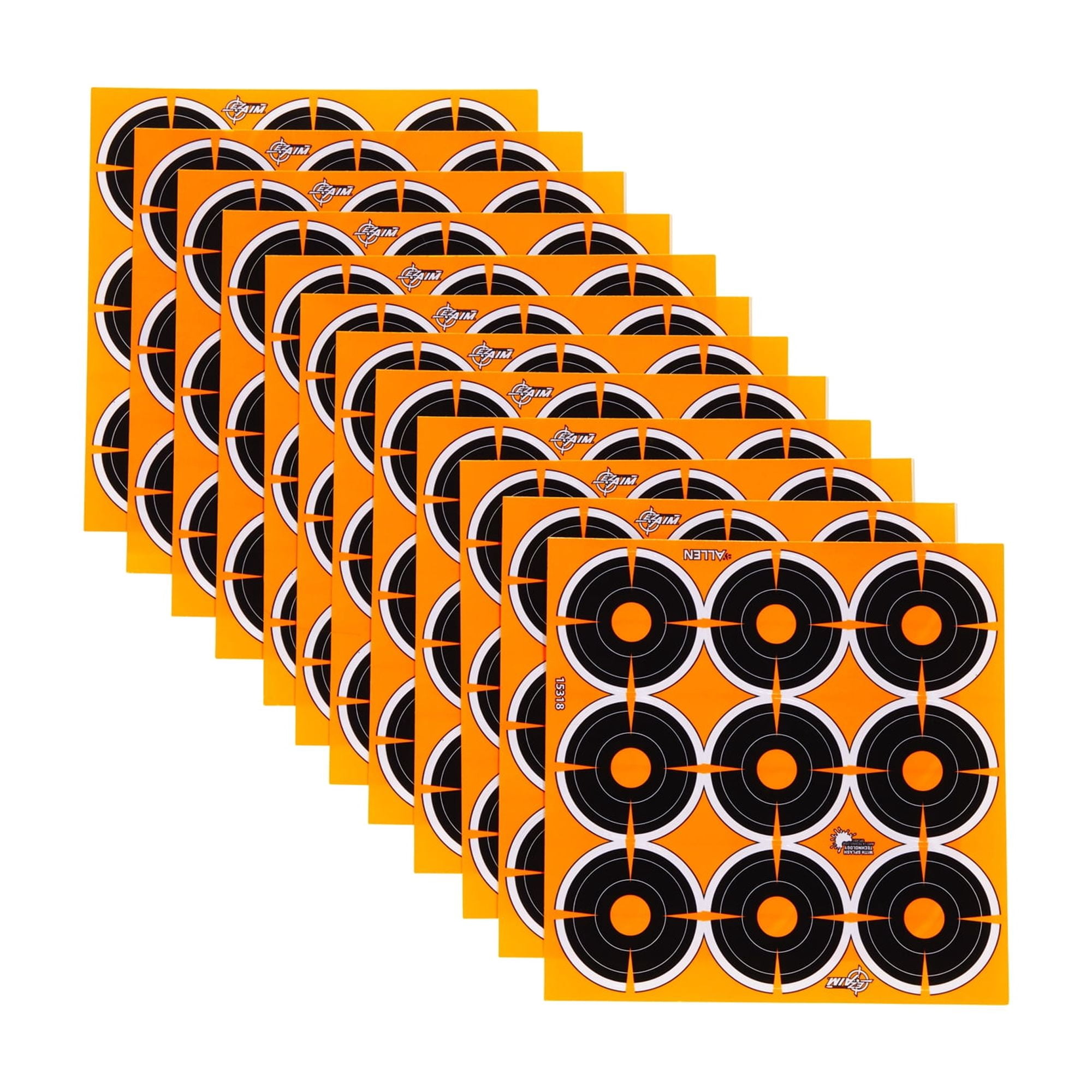 Ez Aim Adhesive Splash Reactive Paper Shooting Targets, 2 In Bullseye, 9-Targets Per Sheet, 12 Ct, Black, 2 Pack