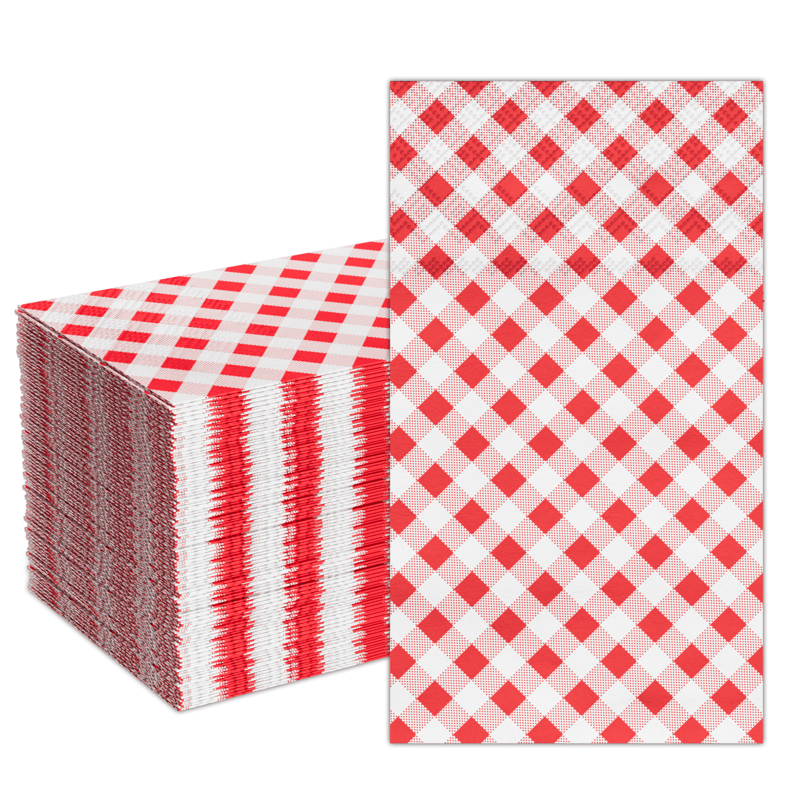 DYLIVeS 80 Count Gingham Disposable Paper Dinner Red Buffalo plaid