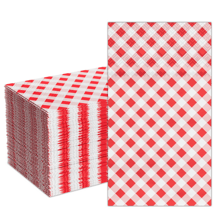DYLIVeS 80 Count Gingham Disposable Paper Dinner Red Buffalo plaid Napkins Disposable Towels 3 Ply Guest Napkins Red and White Checkered Napkins