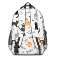 thumbnail image 3 of Cat and Fishbone Meow White Pattern Backpack for School, Cute School Bag with Adjustable Shoulder Straps and Padded Back, 16.9"x12.6"x5.9", 3 of 5