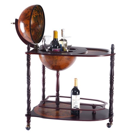 - Costway Wood Globe Wine Bar Stand 34'' H 16th Century Italian Rack Liquor Bottle Shelf