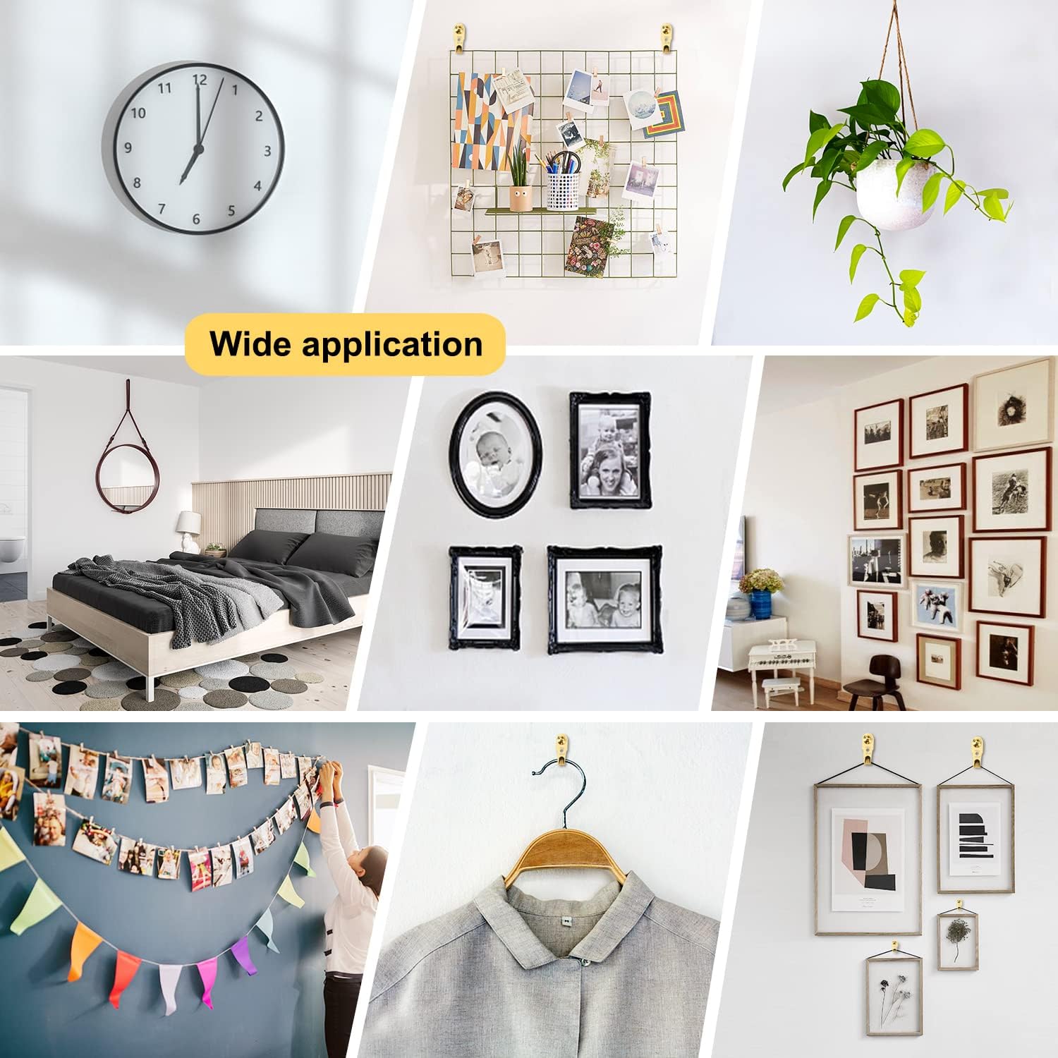 Picture Hangers, Picture Hooks with Nails, Picture Hanging Kit, Wall Hangers for Drywall and Wooden Wall