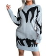 thumbnail image 1 of CEHVOM Robe Pull en Tricot à Motifs Géométriques Décontractée pour Femmes, 1 of 6