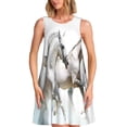 thumbnail image 1 of Easygdp Running White Horses para Vestido Transpirable de Mujer, Vestido Suelto de Manga Corta con Pliegues y Bolsillos para el Verano, 1 of 7