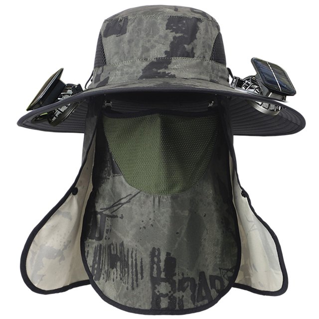 Gorro Verano Con Ancha Sombrero Pesca para Hombre 2 Ventiladores Solares Protección UV